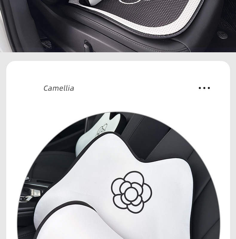 Camellia Car Headrest Memory Foam Rebound Comfortable Car Neck Pillow Cushion Summer Car Lumbar Cushion Waist Protector