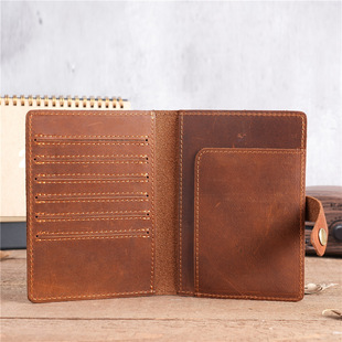 NT005 Men's and Women's Vintage Genuine Leather Passbook Bag in stock Wholesale Crazy Horse Leather Multi Card Card Bag Coin Bag Snaps