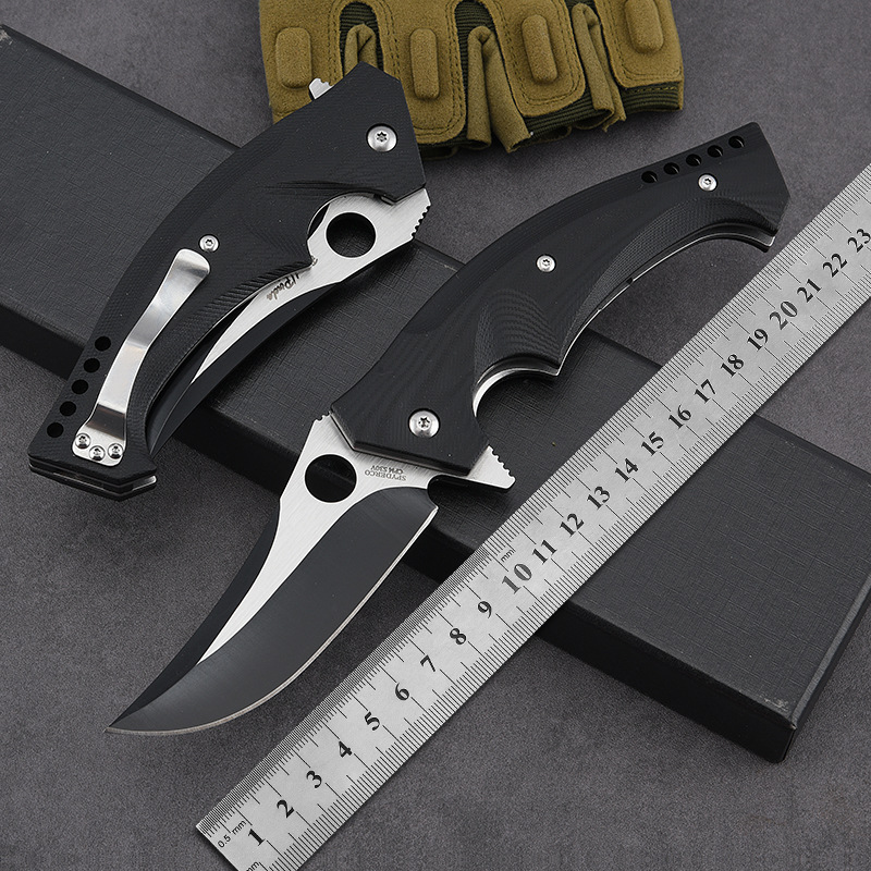 跨境热销C196折刀高硬度锋利折叠刀户外刀具便携防身刀锋利求生刀