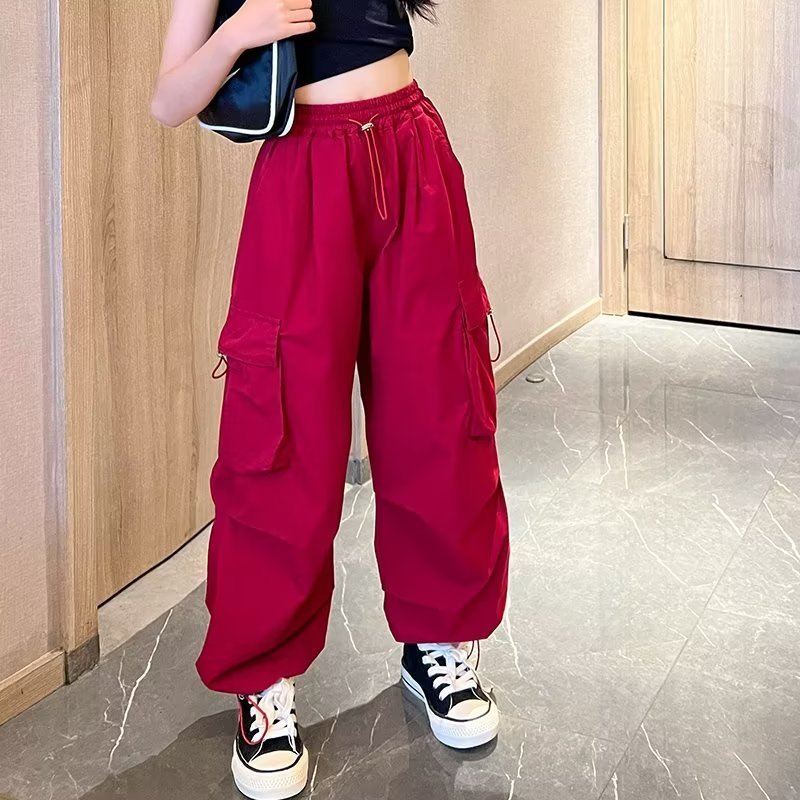 女の子オーバーオール夏服2025外国風パンツ中大型子供ストリートワイドレッグパンツ子供スーツズボンカジュアルパンツ|undefined