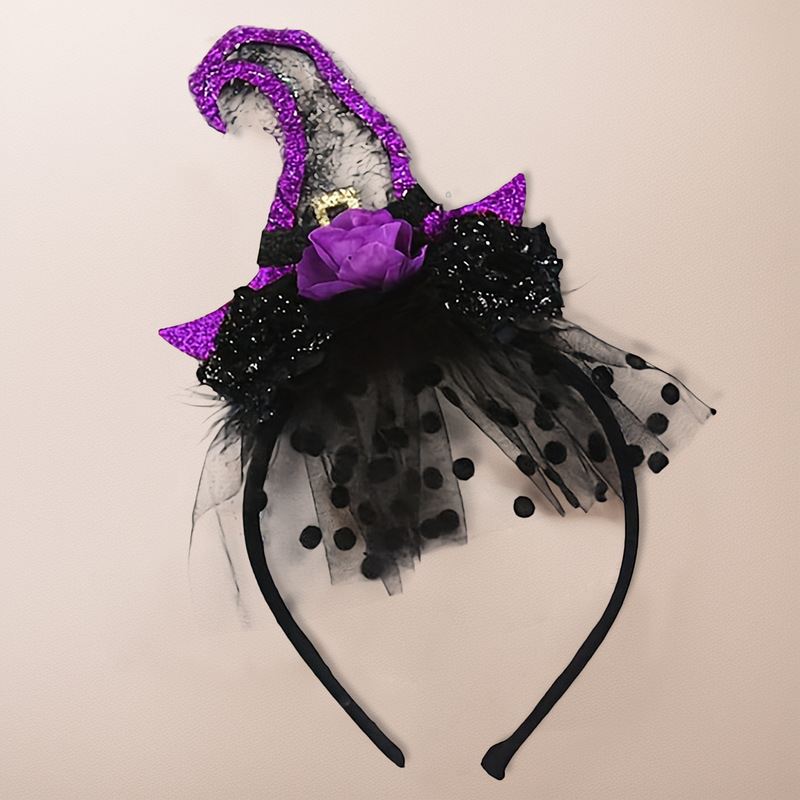 ハロウィン魔女メッシュヘッドバンドフェスティバル小道具ダンスパーティーヘッドドレスコスパーティーグッズパフォーマンス装飾小道具|undefined