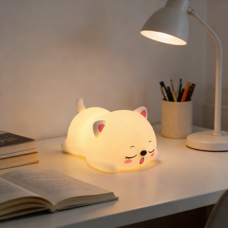 Explosiones transfronterizas roncando gatos dibujos animados de silicona lámpara de regalo para niños dormidos con una sensación avanzada de lámpara de atmósfera pequeña lámpara de escritorio