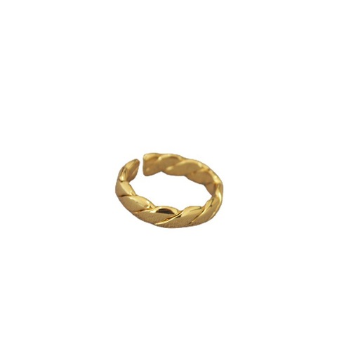 Korean-style fashion minimalist brass gold-plated twisted ribbed open ring finger ring personality temperament versatile women