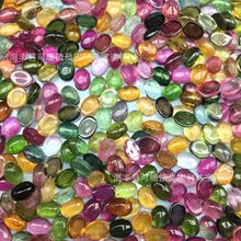 天然碧玺旦形戒面6x8mm 平底素面裸石 椭圆形三角蛋型戒面批发