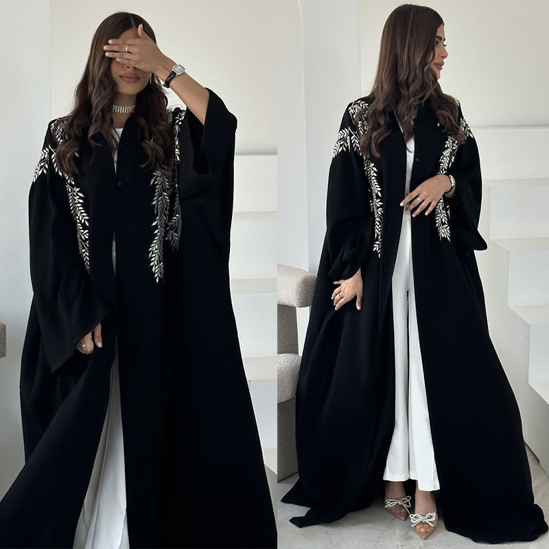 Df188 Modest Cross-Border Embroidered Jacket with Embroidery Craftsmanship, Trendy Retro Embroidered Robe Df188 Modest Cross-Border Embroidered Jacket with Embroidery Craftsmanship, Trendy Retro Embroidered Robe