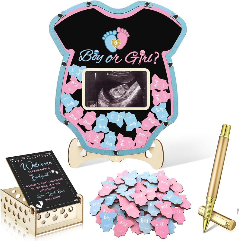 Baby Party Guest Book Alternative Ultrasound Photo Frame Keepsake Birthday Guest Book Decoration Set