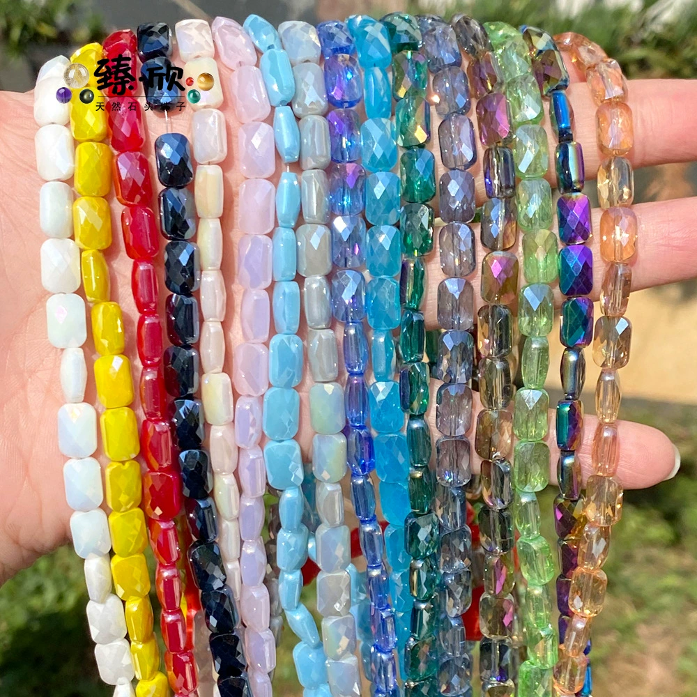 Cross-border new products Domestic crystal 6x9 cut flat square beads Pujiang crystal beads wholesale colorful grid water