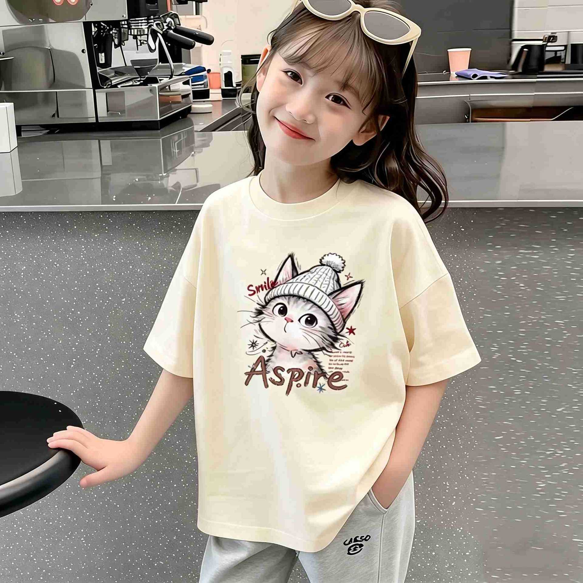 女童短袖t恤纯棉新款小童宽松洋气上衣儿童装夏季学生半袖夏装潮T
