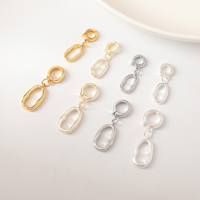 Strong Color Retention Universal Buckle 18K Gold-Plated Glossy Oval Buckle Set Copper Gold-Plated DIY Jewelry Accessories Necklace Finishing Buckle