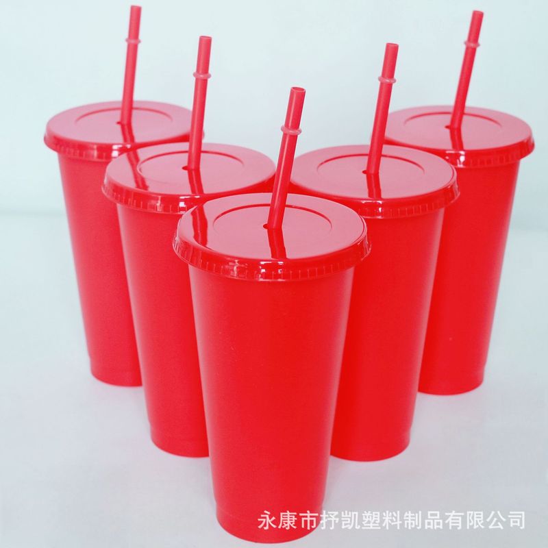 Amazon の人気の 24 オンス赤いストローカップ大容量 pp 単層プラスチックカップ 710 ミリリットル印刷可能なロゴ|undefined