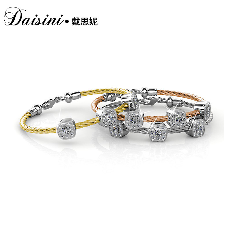 Daisi Ni Fashion Gold-Plated Bracelet with Micro-Inlaid Swarovski Elements Crystal Geometric Versatile Women's Bracelet