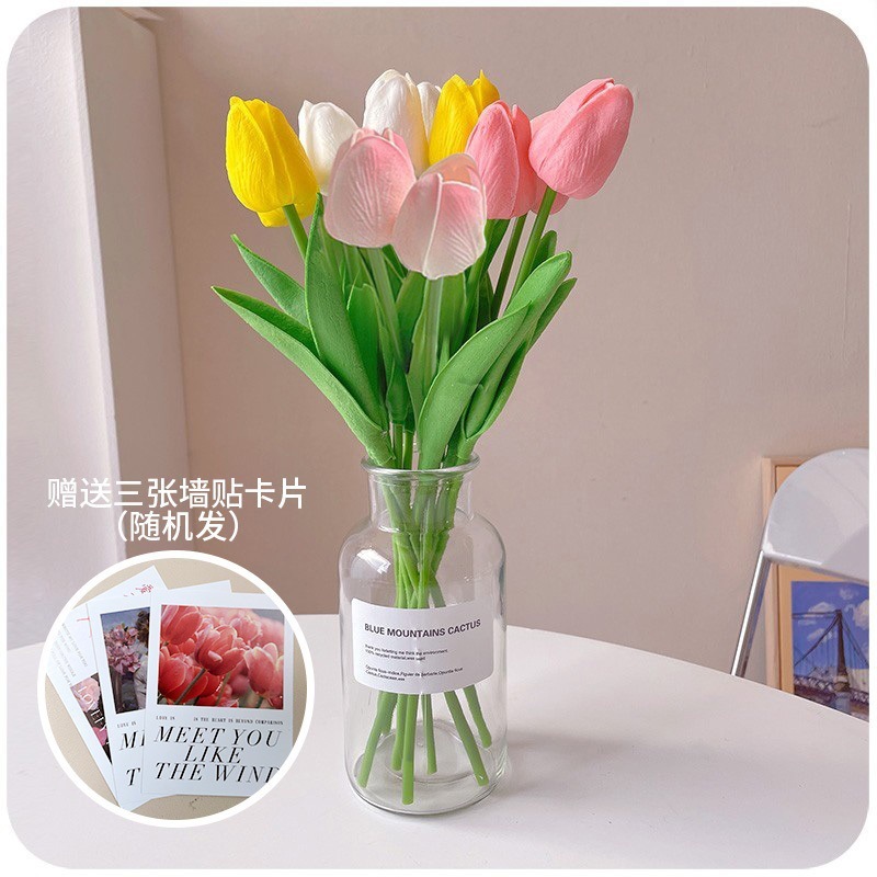 Flores florales Decoración de la sala de estar Decoración Decoración Ramo biónico Tulipán Flor seca de lujo ligero Flor falsa Decoración eterna