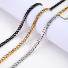 工厂直销古巴链欧美跨镜不锈钢六面磨项链潮流单扣六面磨链条短款