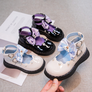 Girls Leather Shoes 2025 Spring and Autumn New Girls Sweet Bow Princess Shoes Children's Fashion Lolita Shoes Trendy