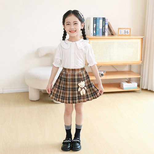 女童半身裙百褶裙春秋季2024新款儿童短裙女孩学院风宝宝裙子夏天