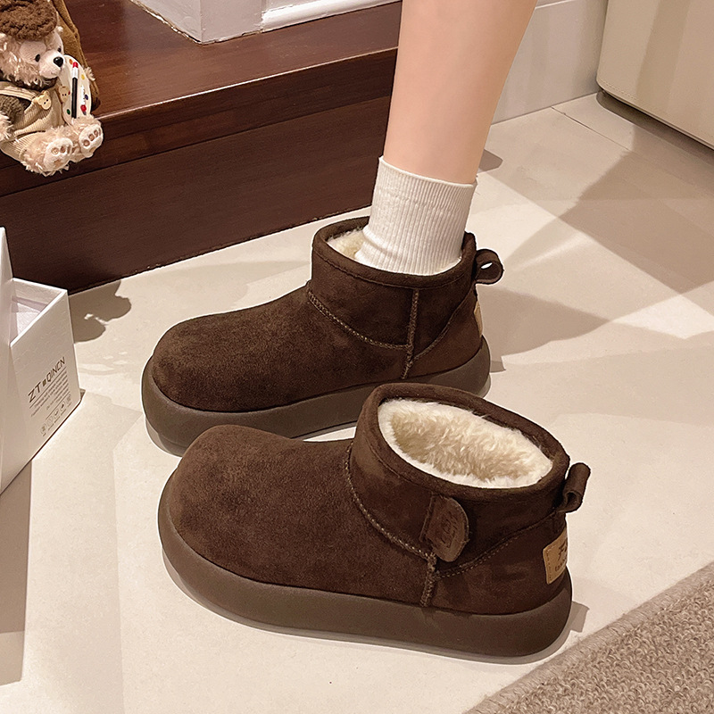雪地靴厚底靴女2025年冬季新款短筒休闲短靴加绒加厚保暖懒人棉靴