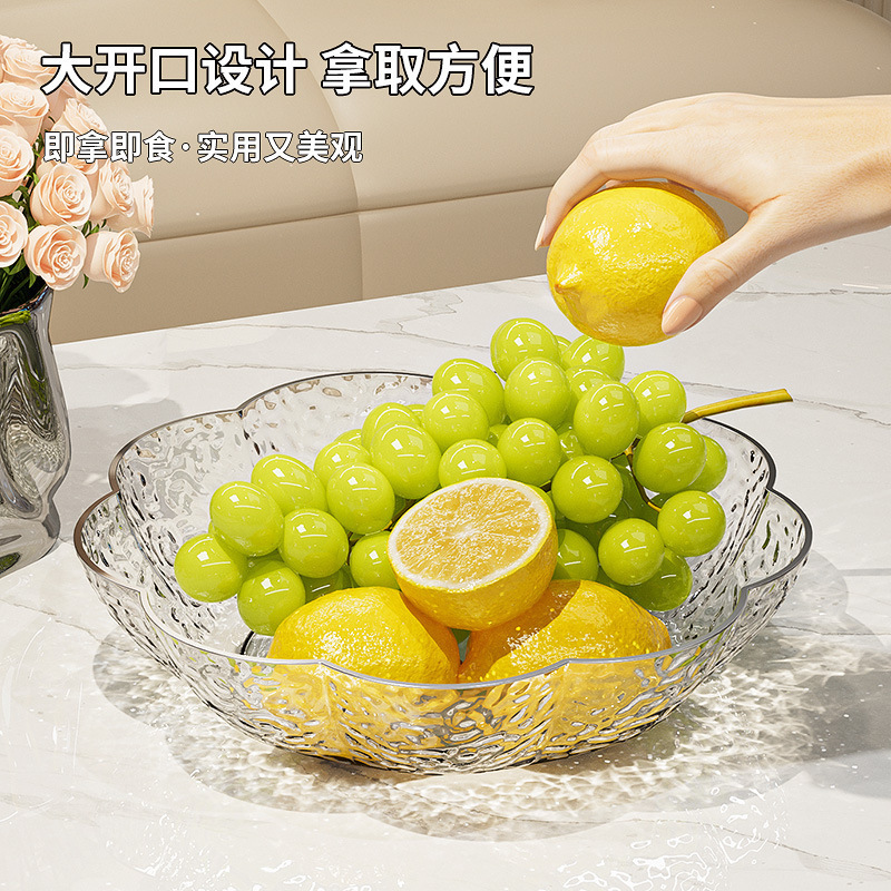 新しいPETの材質の果物の皿の小食の皿の中国式の家庭用の軽い贅沢な風の日用の食事の台所の網の赤い花の型の果物の皿はありません。|undefined