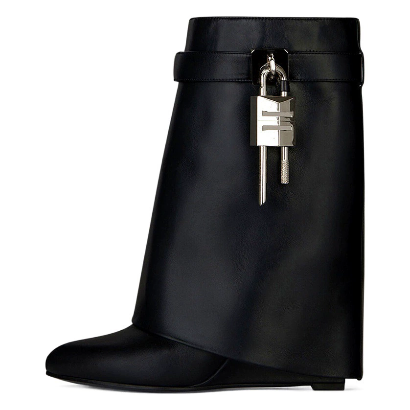Зимняя Европейская и американская новая большая юбка с замком на бочке, супер высокая танкетка, кожаные короткие сапоги на высоком каблуке с круглым носком и молнией для женщин