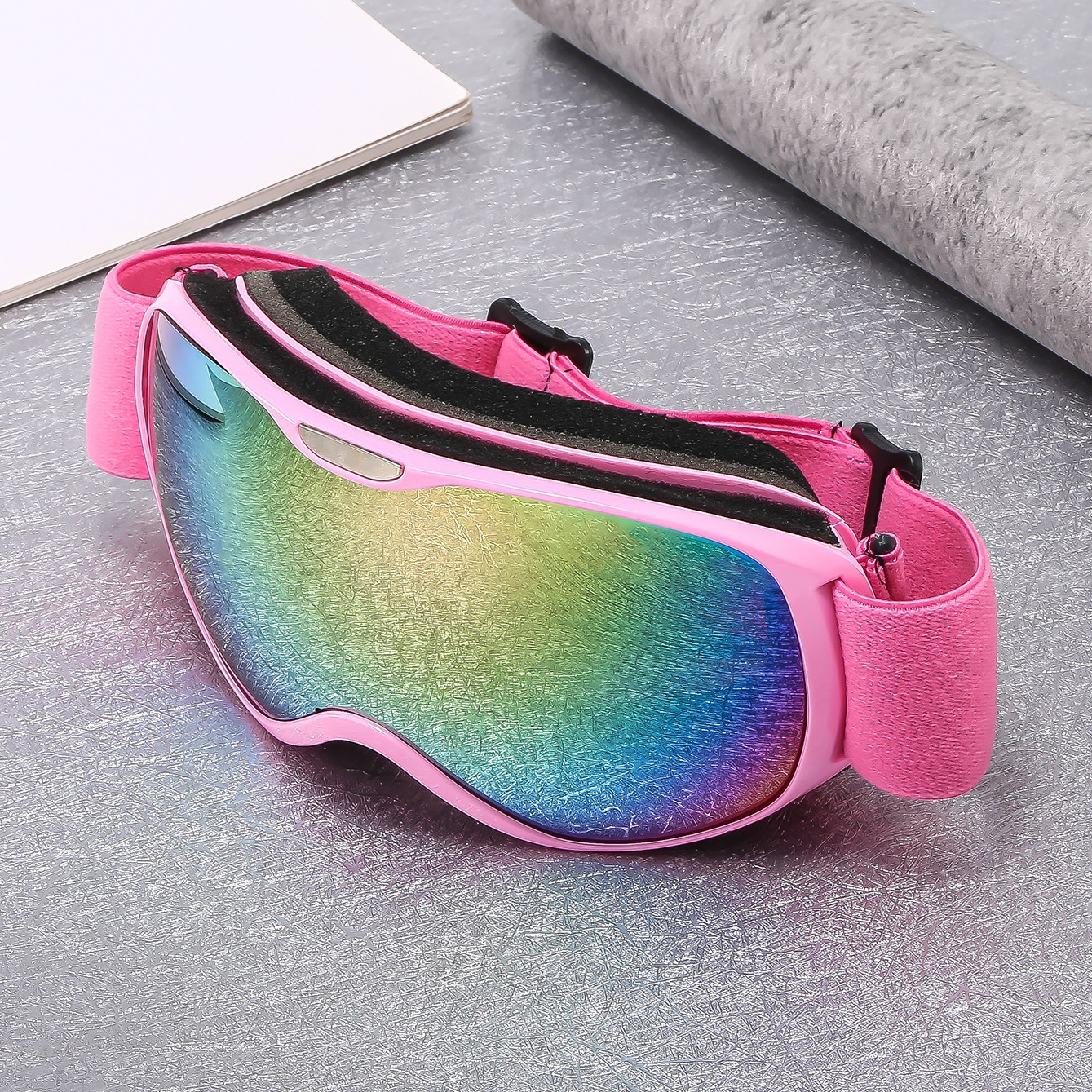 Children's colorful coated anti fog mountain skiing with mirror bag, outdoor windproof sand and snow goggles_voghion.com