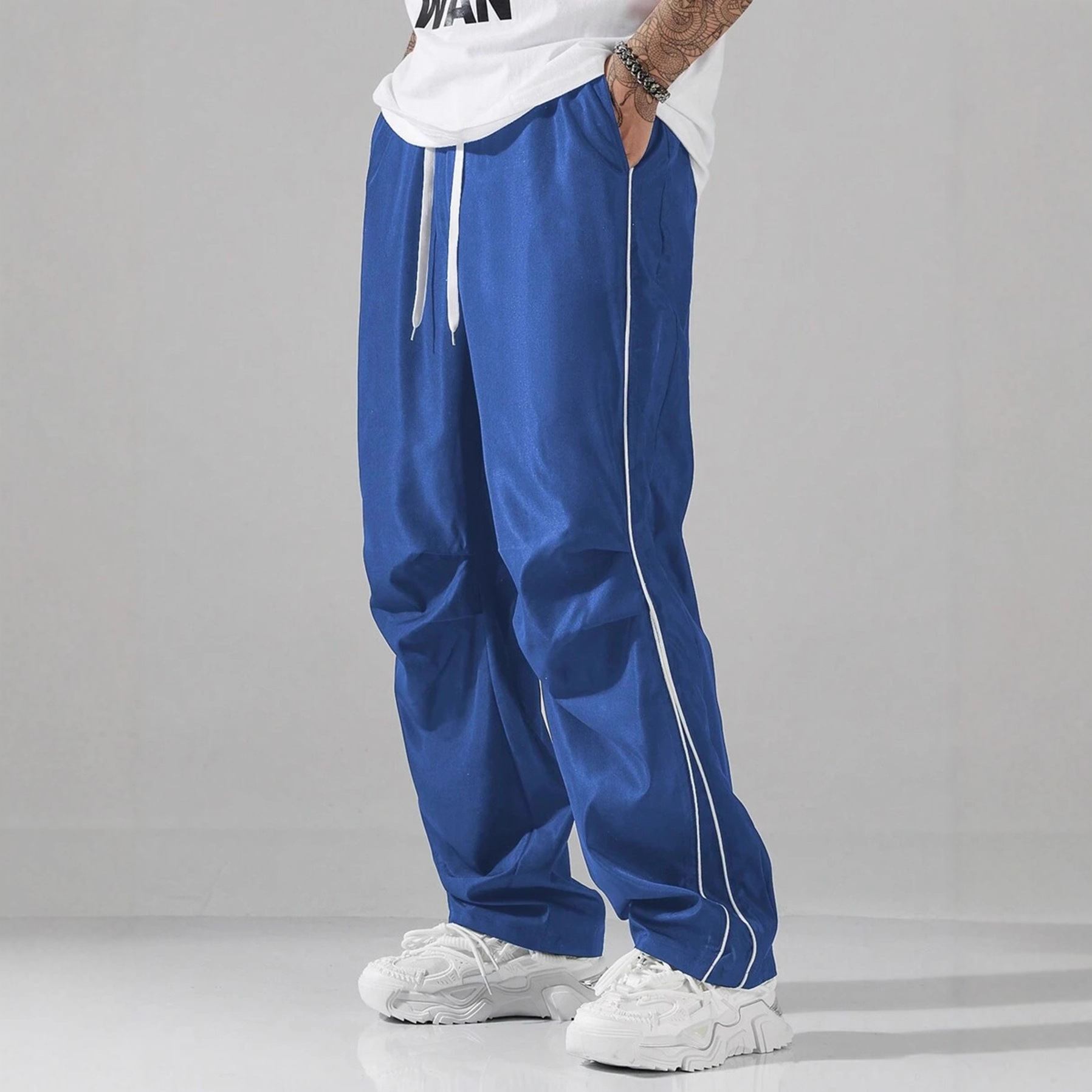 Nuevos pantalones funcionales retro de estilo transfronterizo de alta calle, pantalones deportivos casuales de hombre, pantalones rectos sueltos de estilo portugués
