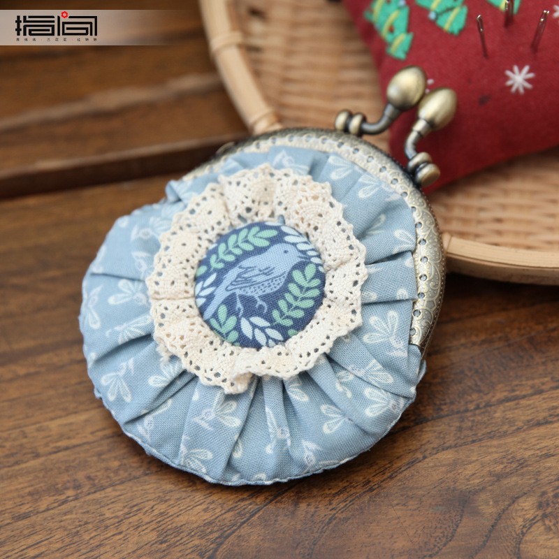 Bolsa de oro de boca de encaje-Flor y Alice ~ Azul (producto no acabado) + 8,5 boca de oro