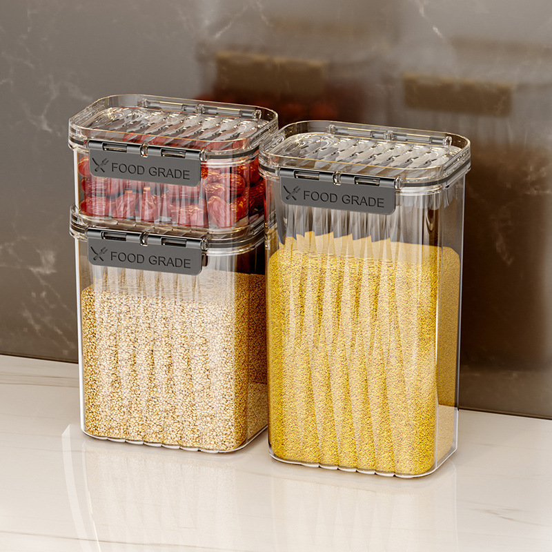 密封缶、穀物、食品グレードの素材、透明プラスチック缶、キッチン収納ボックス、乾物茶保存缶|undefined