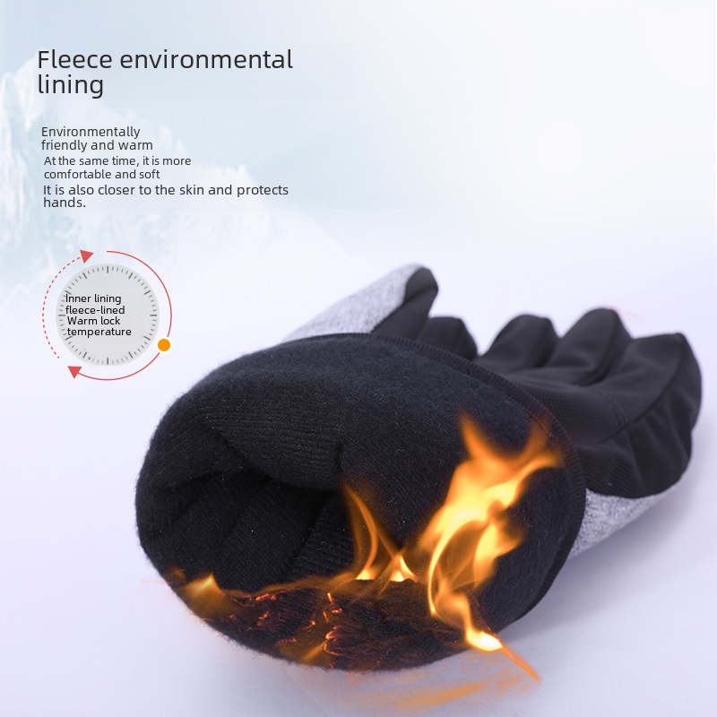 Men's ski gloves warm winter windproof velvet ski non-slip sports waterproof cold-proof touch screen velvet gloves_maomaolike.com