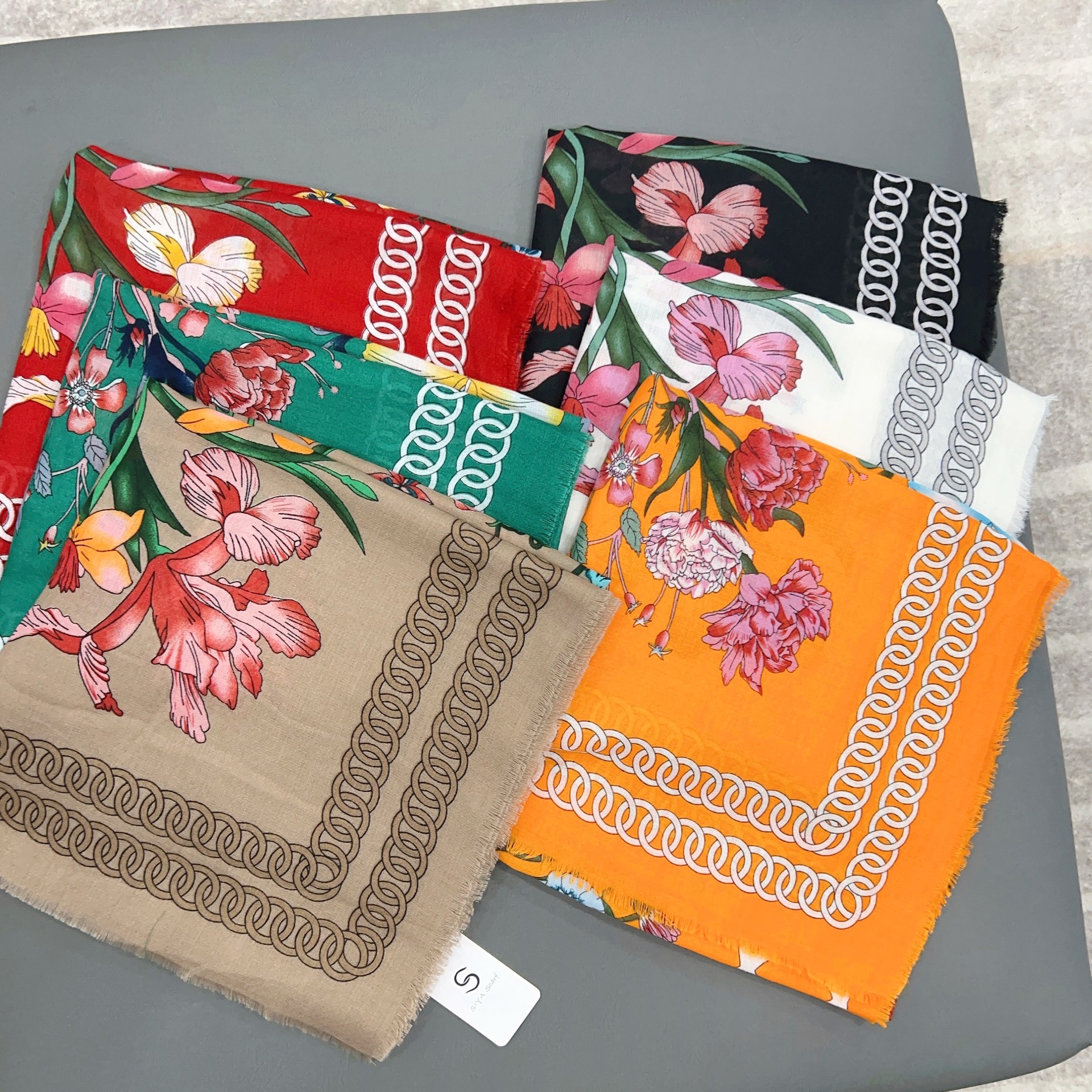 Pañuelo Cuadrado Grande Desmontable, Nuevo Estilo Primavera/Verano 2024, Chal Decorativo Estampado de Moda, Chal Elegante para Viajes y Fotografía