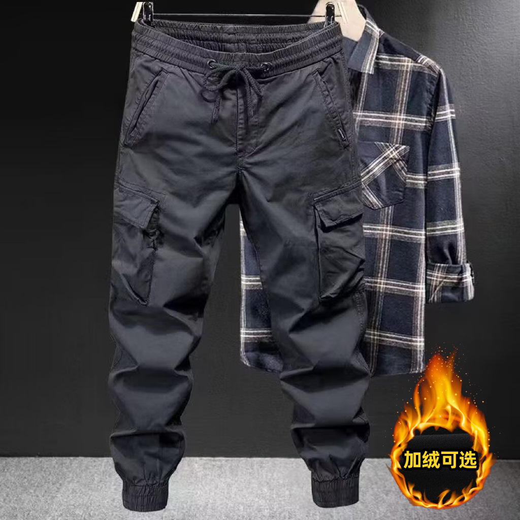 Monos de comercio exterior para hombre Otoño e Invierno Nuevo estilo coreano pantalones casuales sueltos de talla grande marca de moda al aire libre pantalones multibolsillos atados al tobillo