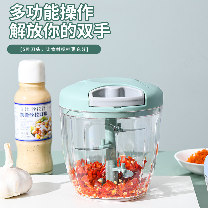 Máquina de puré de ajo, máquina de trituración de ajo manual, máquina de tirar de ajo multifuncional, picador de carne de jengibre y ajo, picador de carne complementario, mini batidor de ajo de cocina