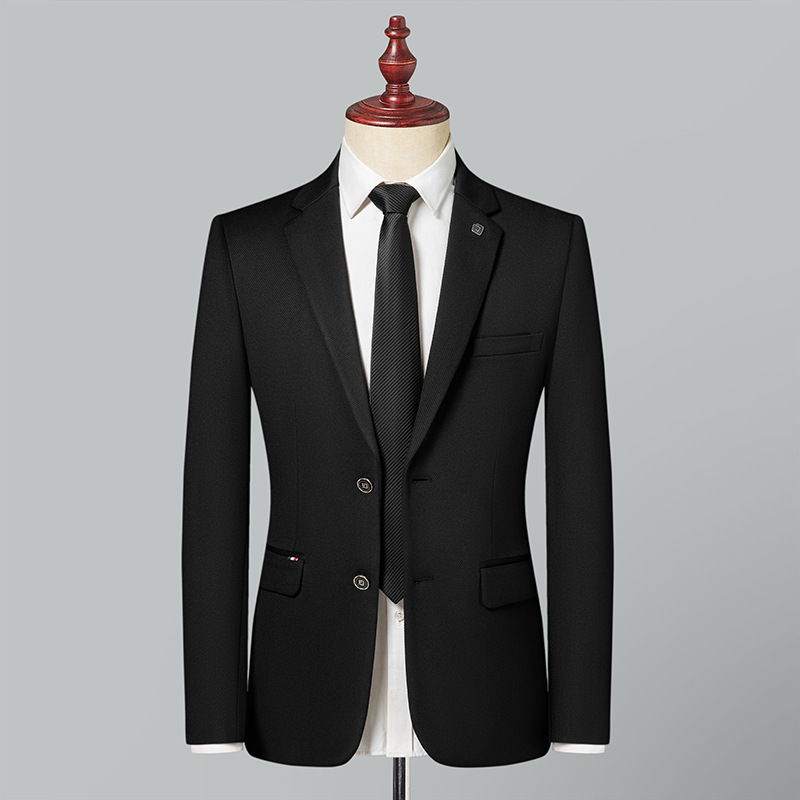 New Style Men's Black Business Casual Suit, Korean Style Slim Fit Professional Jacket, Business Casual, Slightly Stretchy and Comfortable