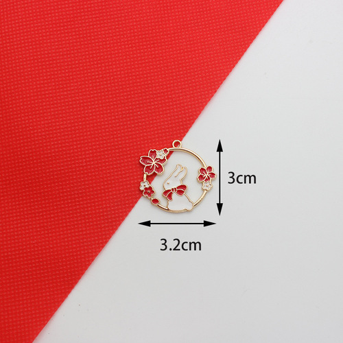 Xipeng diy cartoon pink garland cat and rabbit alloy keychain jewelry accessories pendant pendant