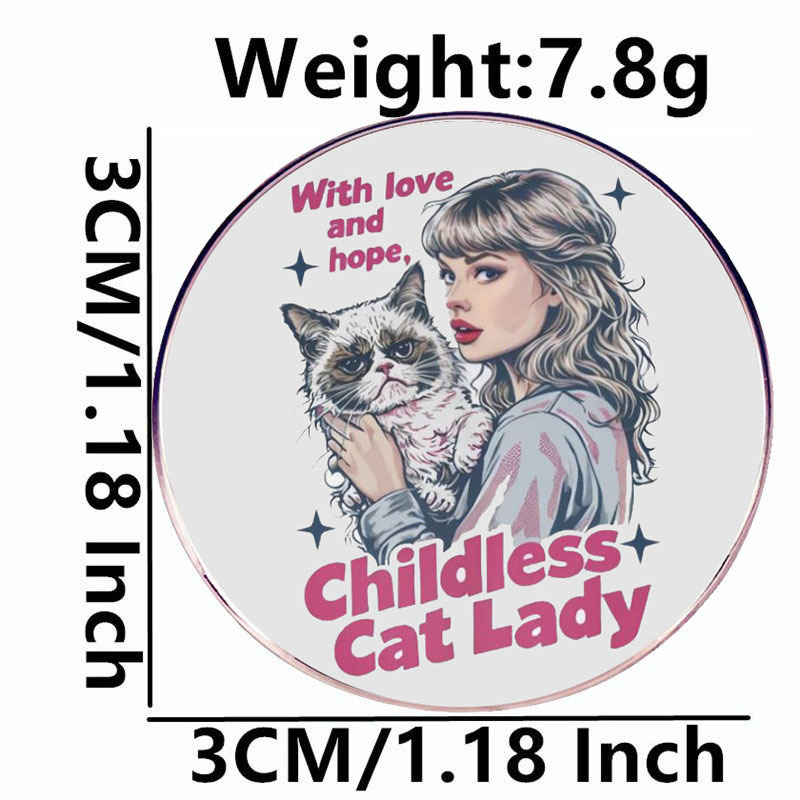 테일러 미혼 고양이 레이디 브로치 사랑과 희망 핀 배지 금속 합금 배지 액세서리