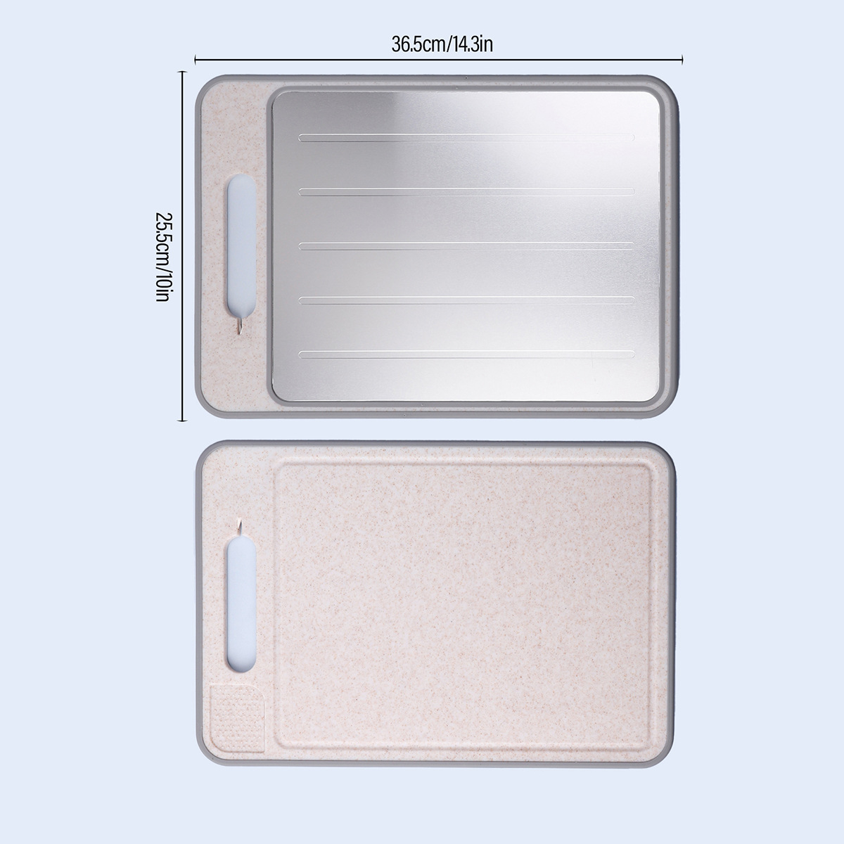 Ventas transfronterizas de acero inoxidable 304 tablero de platos de doble cara con bordes para descongelar tablero de platos con ranura de jugo tablero de platos de clasificación
