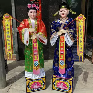 1.3米1.4米电动人 童男女金童玉女灵堂布置殡葬仙鹤厂家丧葬 八仙