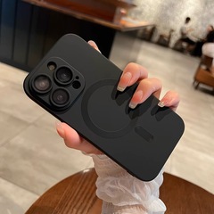 MagSafe対応 iPhone15 Pro Max用スマホケース Apple 17 マットシリコンソフトケース シンプル メンズ