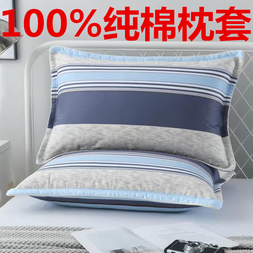 100%纯棉夹棉加厚枕头套48x74cm一对全棉枕套单人成人大号枕套