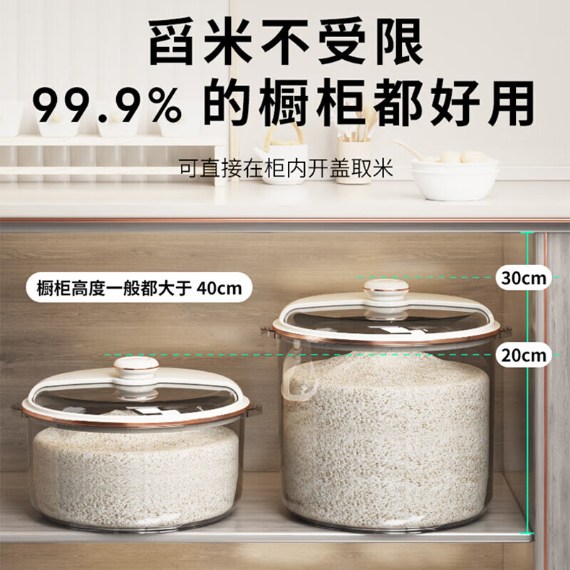 Cubo de arroz tipo empuje a prueba de insectos a prueba de humedad sellado 20kg caja de olla de arroz harina de arroz Medición de almacenamiento granos gruesos Cubo de arroz de plástico