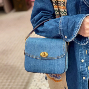 Tannin Washed Denim Blue Small Square Messenger Bag Square Tofu Bag Daily Chain Crossbody Underarm Women's Bag