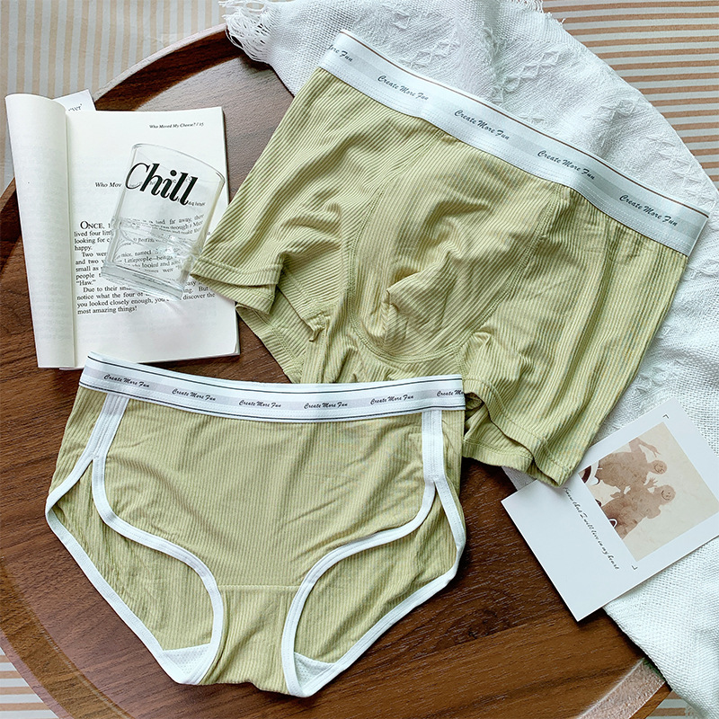 X3【Couple】Couple's Underwear Modal Cotton Youth Men's Straight Pants Cute and Sexy Women's Triangle Bottoms