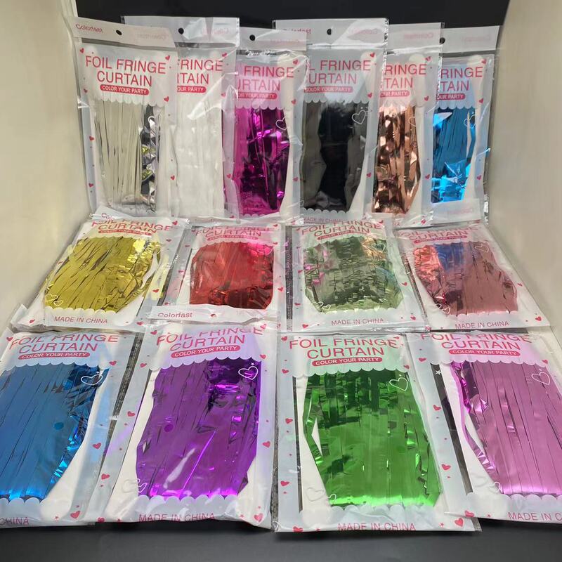 1* 2m Colorful Striped Rain Curtain 1.6 Silk Wedding Stage Birthday Backdrop Tassel Rain Door Curtain Background Wall