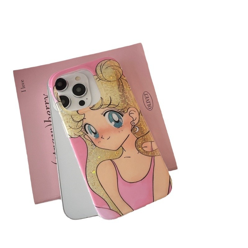 Dibujos animados de chicas hermosas de anime japonés para Apple 15promax flash iPhone 16pro funda para teléfono móvil 13/14