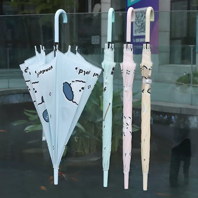 卡通直柄伞8骨印花直杆伞可爱少女心学生长柄弯钩雨伞手动伞雨伞
