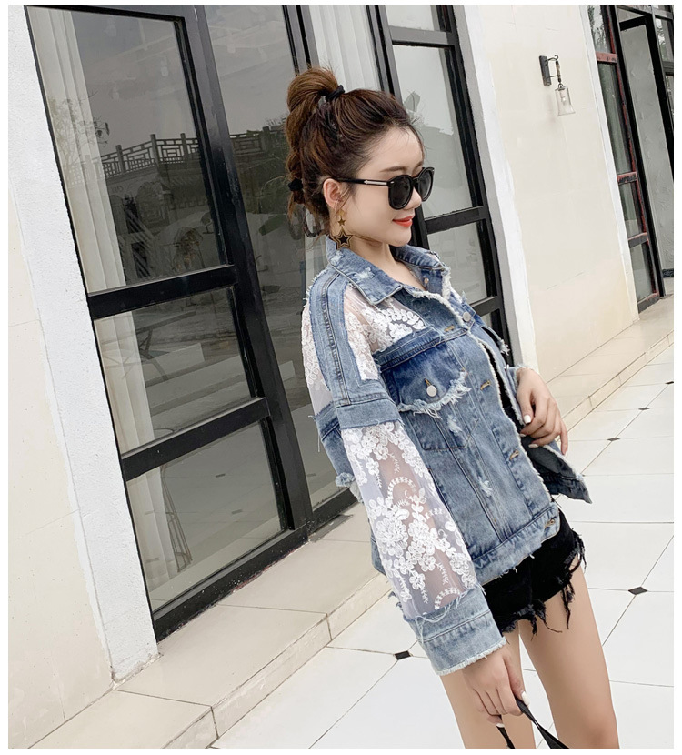 ​​Women's Lace Mesh Short Jacket – Lightweight Sun Protection Top With Embroidered Details (Light Blue, S-3XL)​​_voghion.com