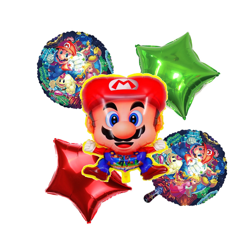 Transfronterizo Mario modelado de globos de aluminio Mario tema juego de cumpleaños diseño de juguete decoración del partido papel de aluminio