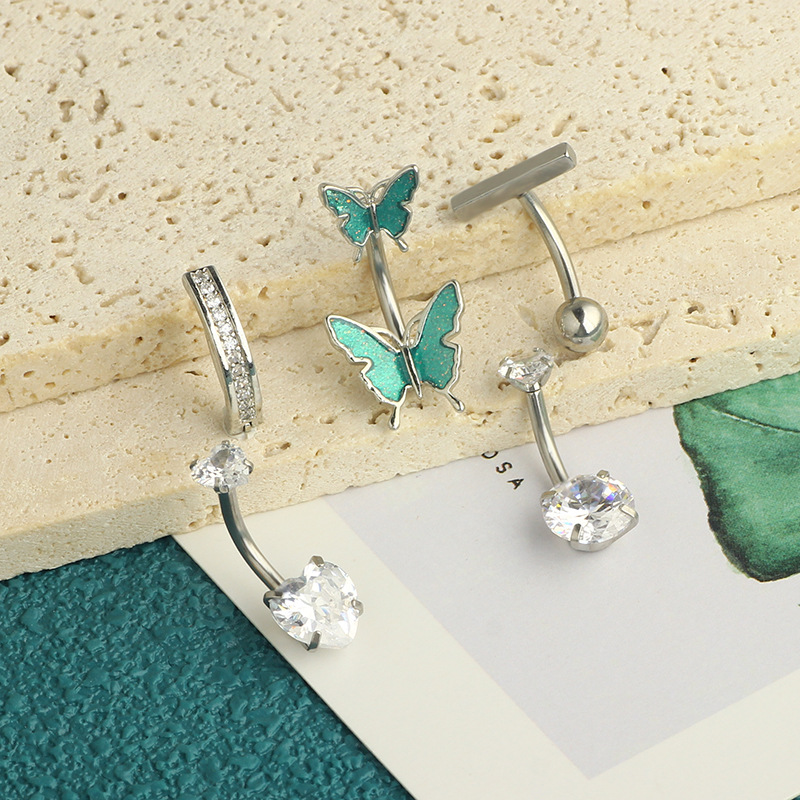 Sexy Simple Copper Zircon Butterfly Navel Ring Body Piercing Belly Button Ring 3 Colors Optional detail image 14