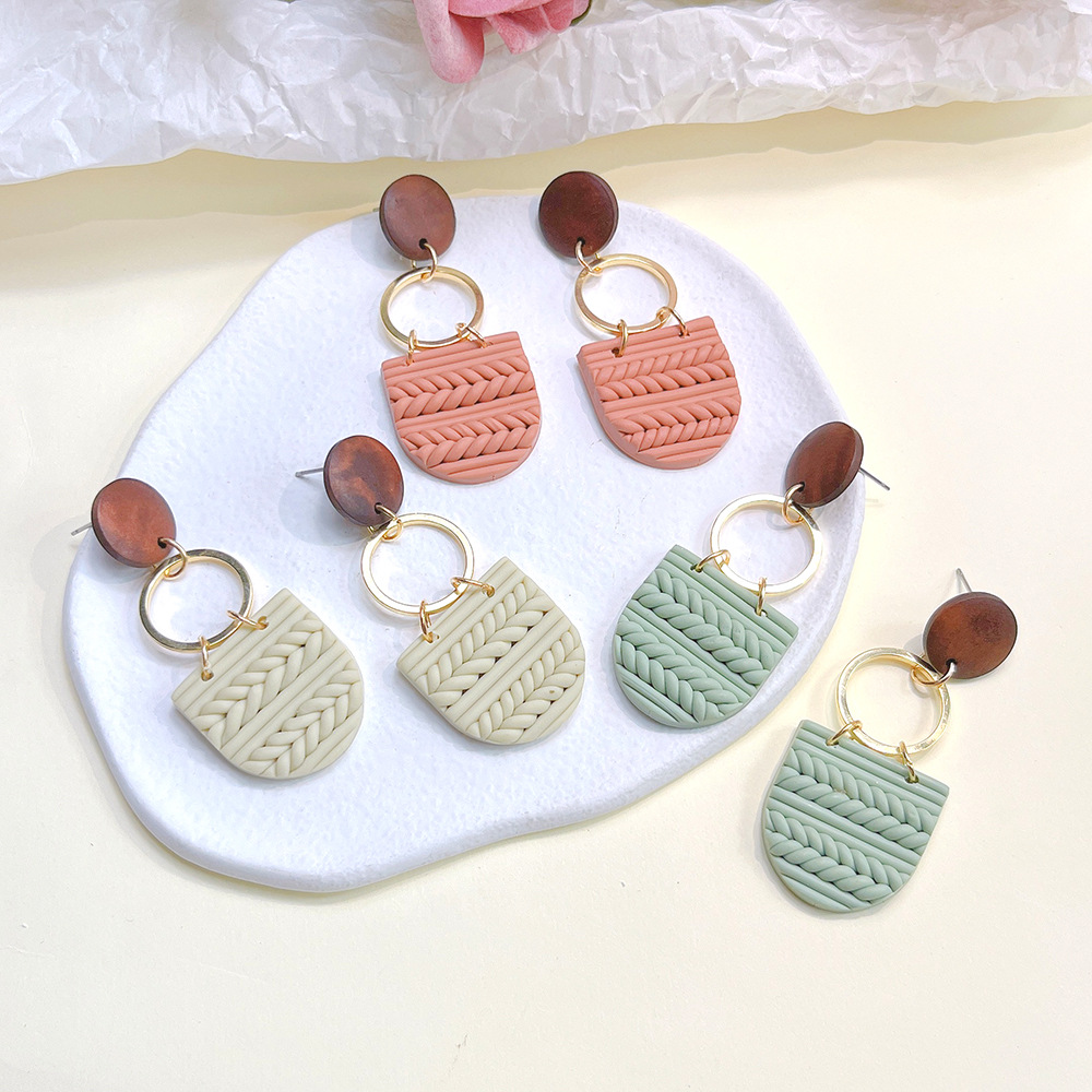 Simple Style Geometric soft clay Stoving Varnish Womenu0027S Drop Earrings 1 Pair