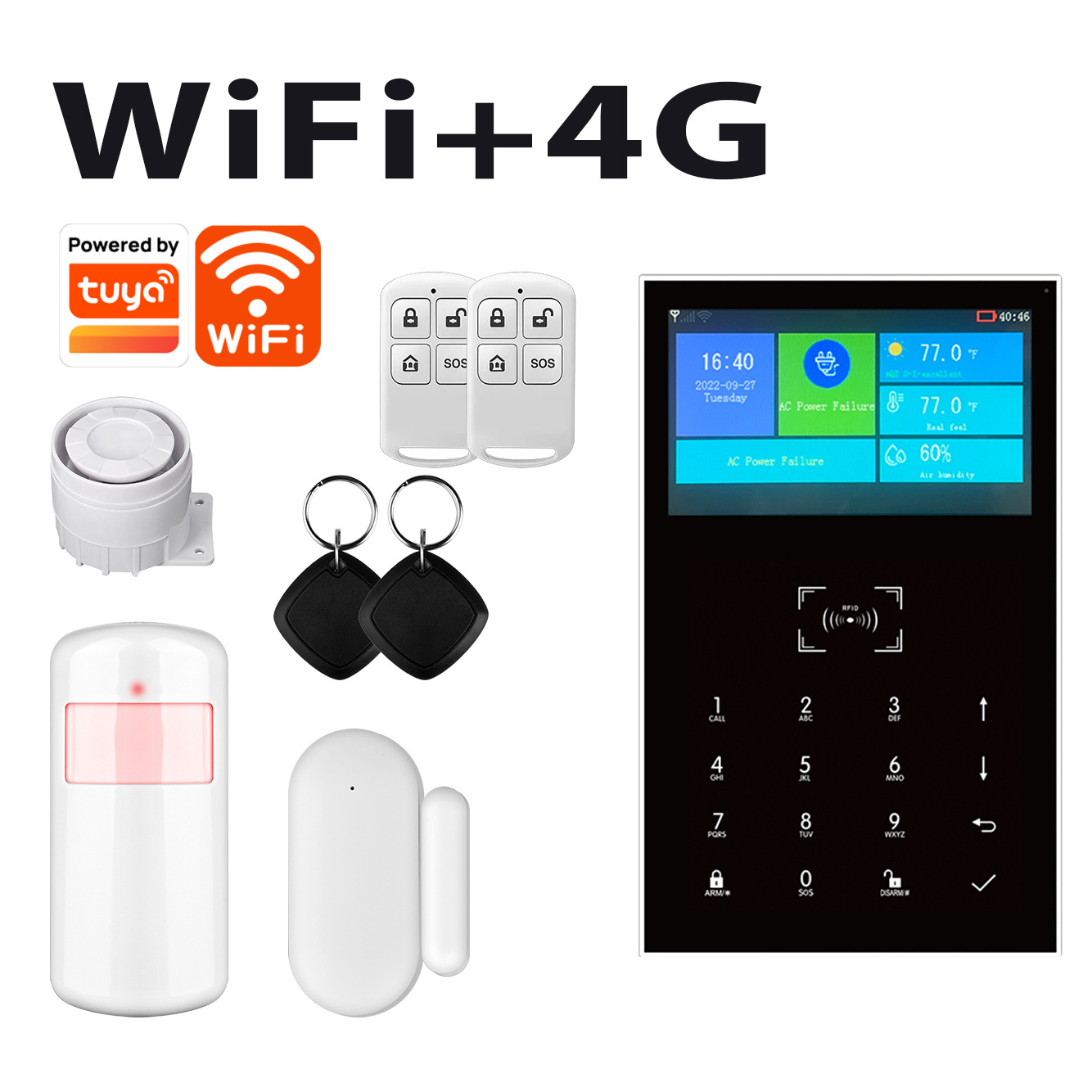 工厂涂鸦智能GSM手机卡防盗报警系统 WIFI远程APP智能防盗报警器