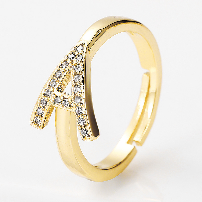 wholesale jewelry 26 English alphabet copper ring Nihaojewelrypicture19