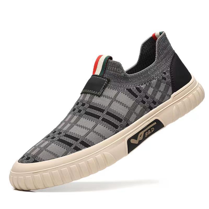 Herrskor Sommar Nya Fly Woven Andas Män Mesh Panel Skor Utrikeshandel Trend Vävda All-match Slip-on Casual Skor_voghion.com